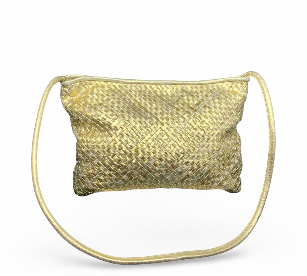 LABEL17 Clutch Bag New York, Gold, Highlight worked as one piece, hand-braided in Morocco, Swiss Design