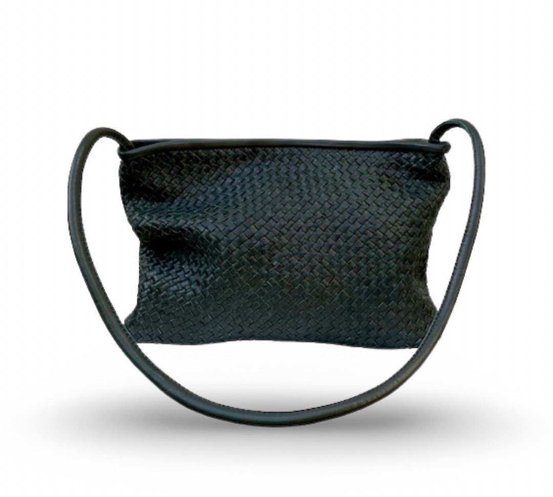 LABEL17 Clutch Bag New York, Pine, Highlight worked as one piece, hand-braided in Morocco, Swiss Design