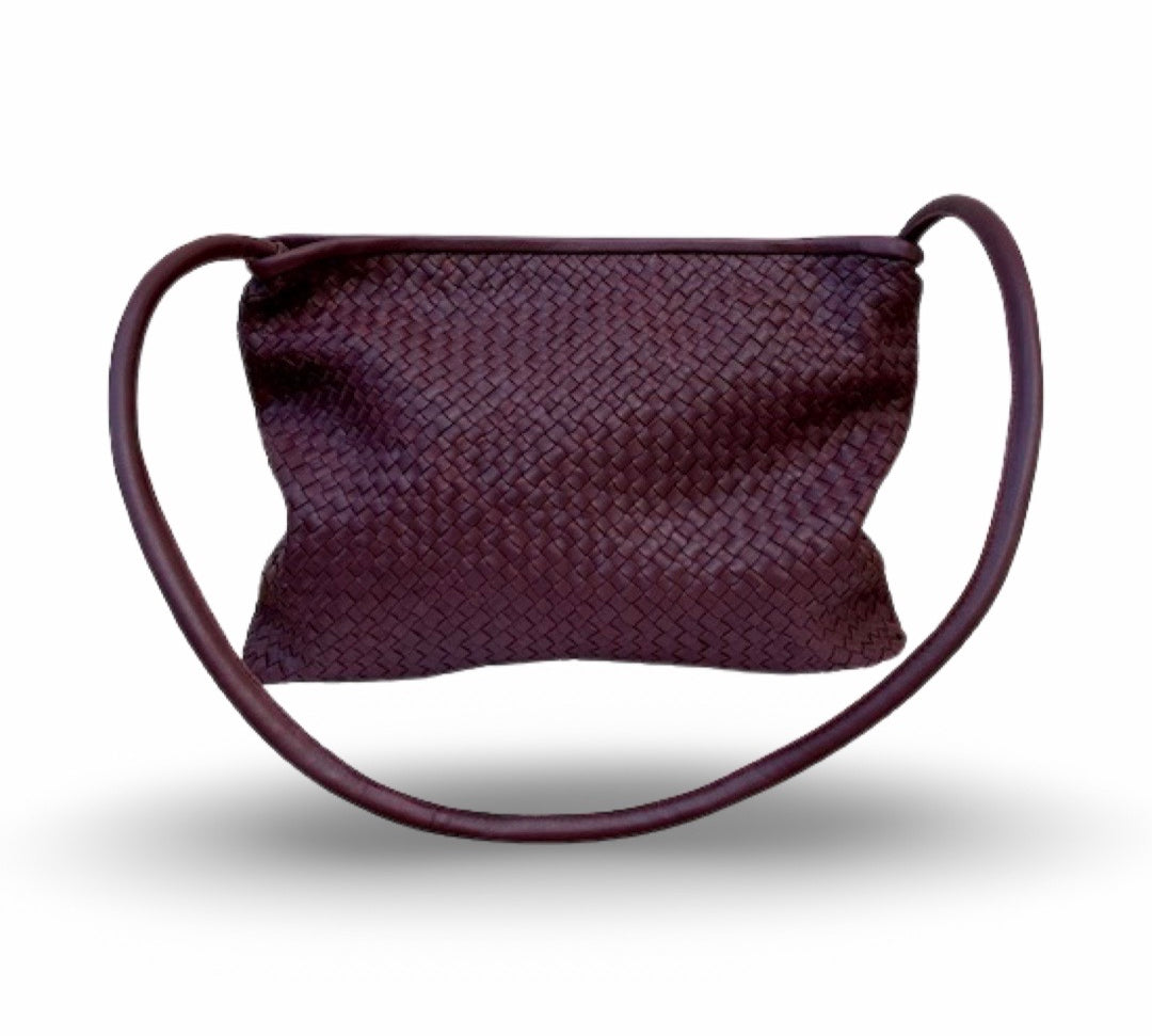 LABEL17 Clutch Bag New York, Wine, Highlight worked as one piece, hand-braided in Morocco, Swiss Design