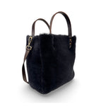 Crossbody Bag Shearling Reversible Mini by LABEL17 in Anthracite, Made in Switzerland