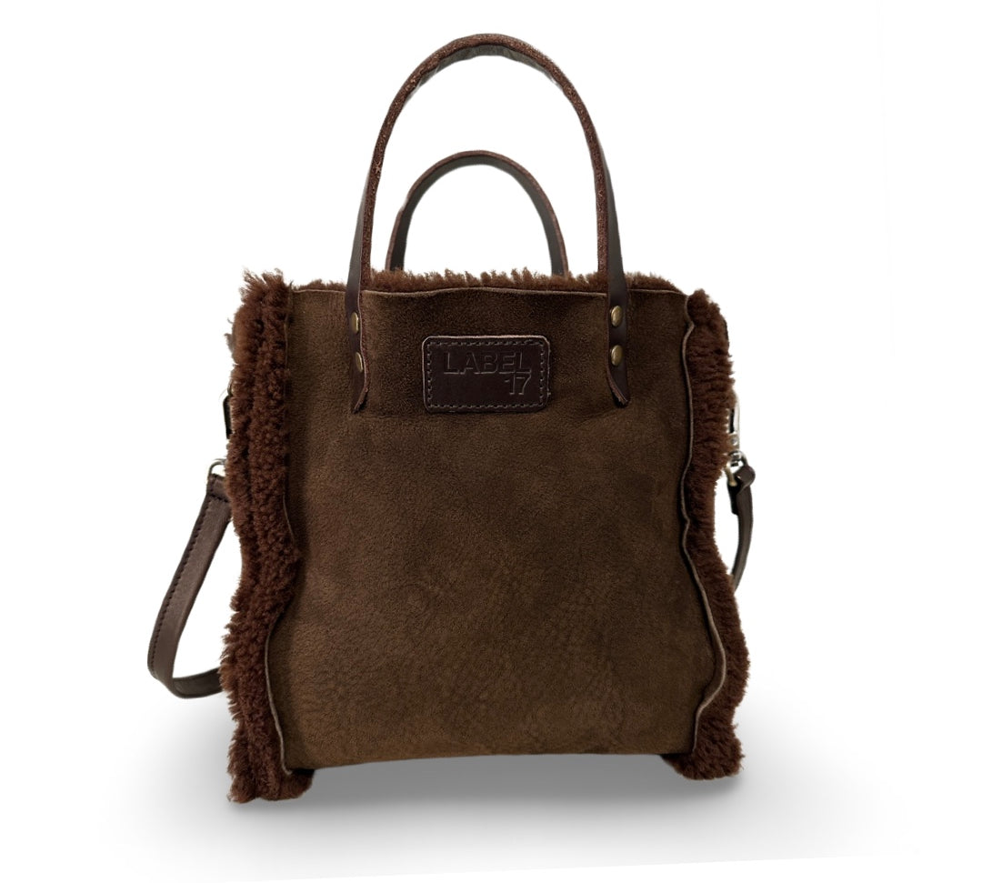 Crossbody Bag Shearling Reversible Mini by LABEL17 in Hazel, Made in Switzerland