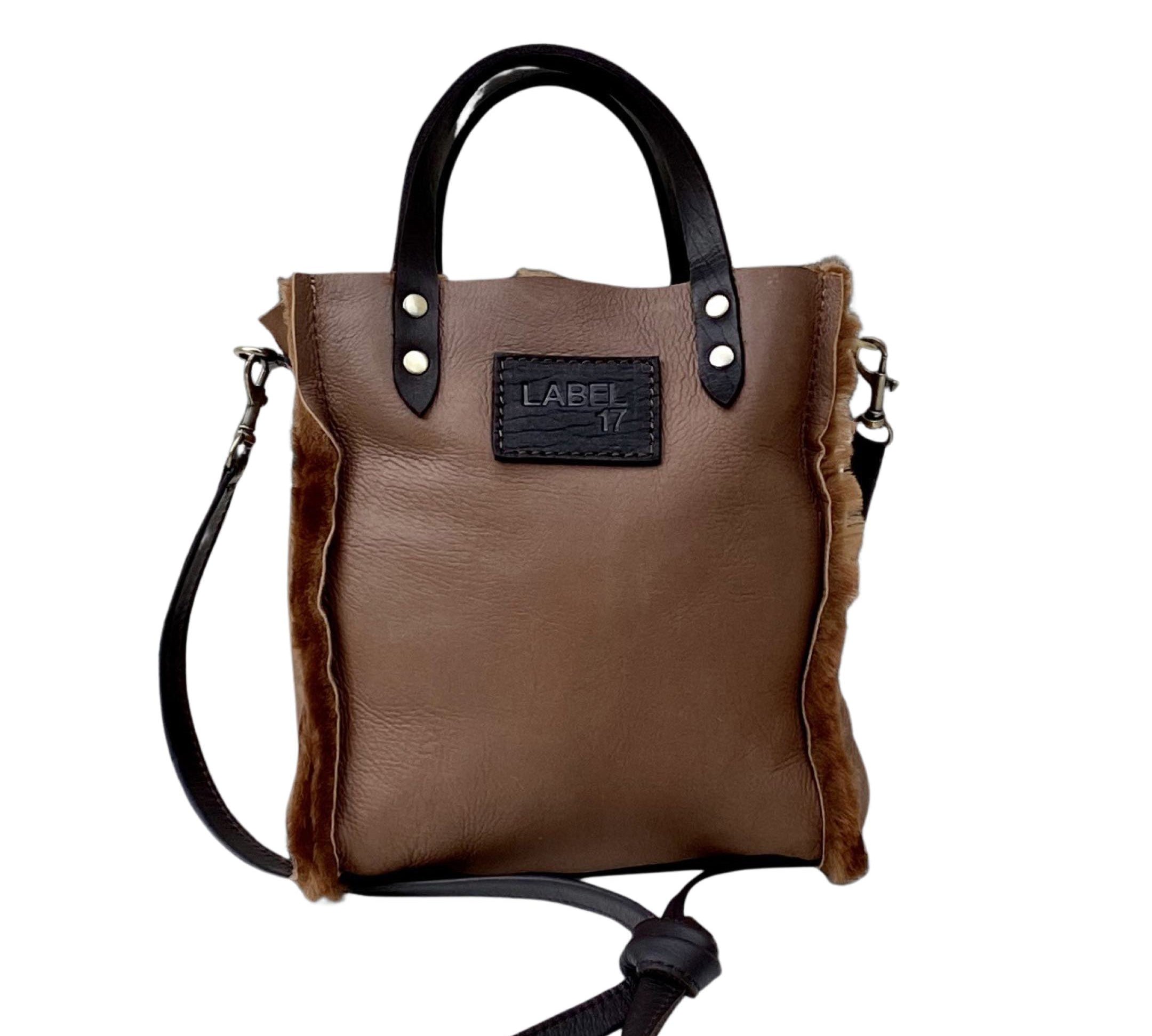 Crossbody Bag Shearling Reversible Mini by LABEL17 in Maroon, Made in Switzerland