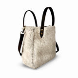 Crossbody Bag Shearling Reversible Mini by LABEL17 in White Grey, Made in Switzerland