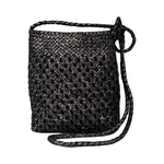 LABEL17 presents Crossbody Bag Lalla Party, Black Glitter, made of supple Lamb-Nappaleather, hand-braided