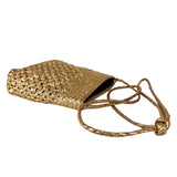 LABEL17 presents Crossbody Bag Lalla Party, Gold, made of supple Lamb-Nappaleather, hand-braided