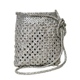 LABEL17 presents Crossbody Bag Lalla Party, Silver, made of supple Lamb-Nappaleather, hand-braided