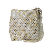 LABEL17 presents Crossbody Bag Lalla Party, Silver Gold, made of supple Lamb-Nappaleather, hand-braided