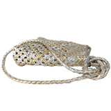 LABEL17 presents Crossbody Bag Lalla Party, Silver Gold, made of supple Lamb-Nappaleather, hand-braided