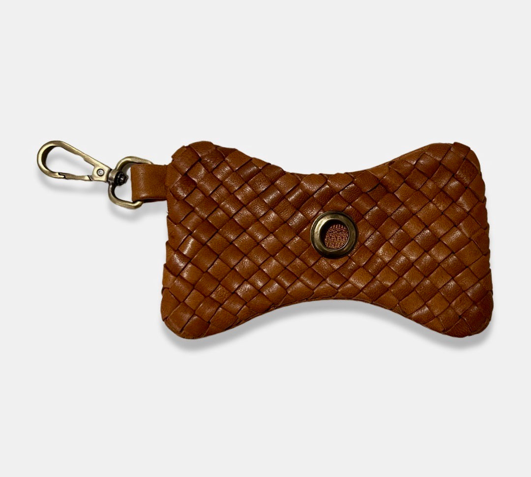 LABEL17 presents the Dog Lover Tresse Bag, Cognac. Hand braided in Morocco