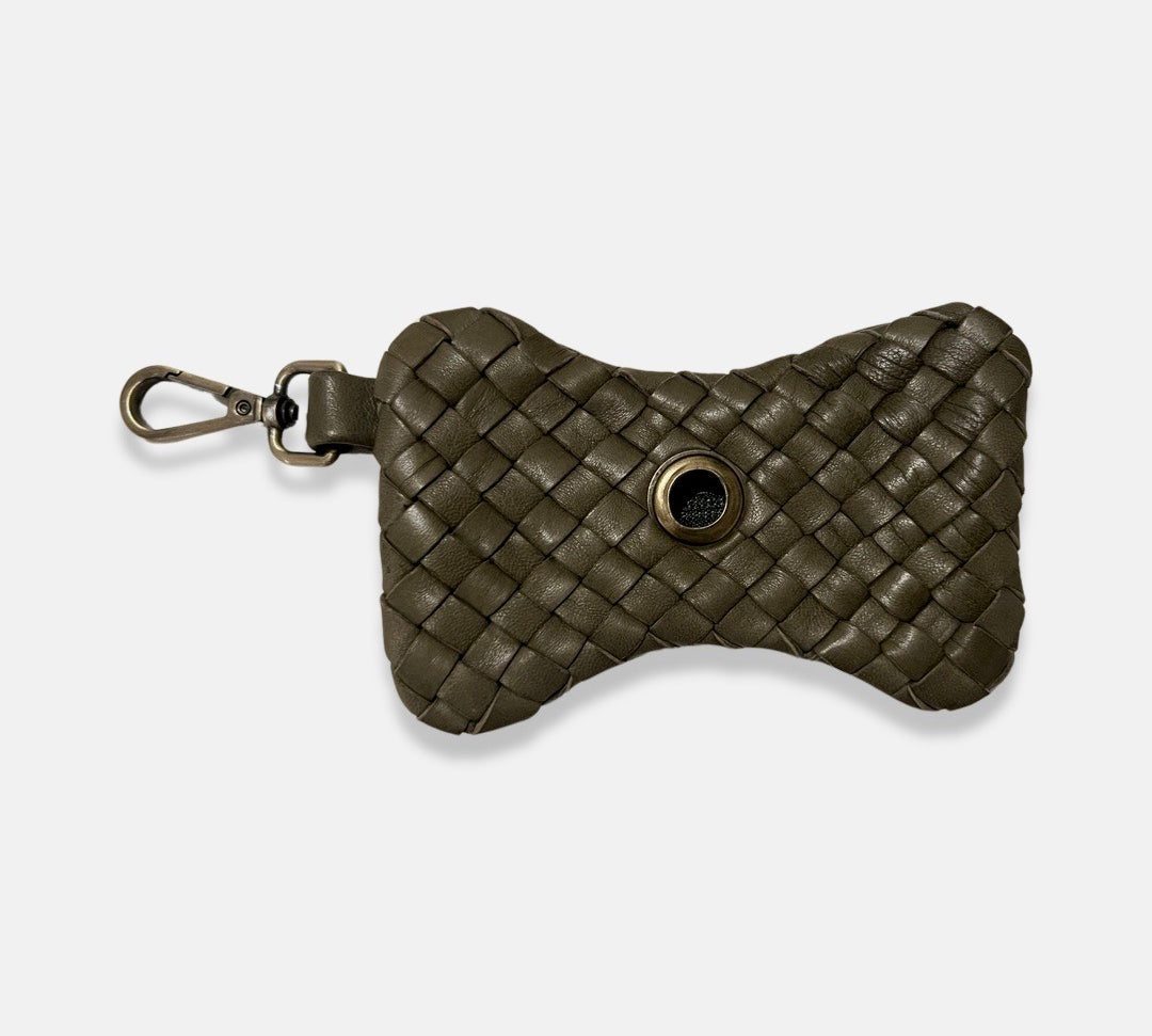 LABEL17 presents the Dog Lover Tresse Bag, Olive. Hand braided in Morocco