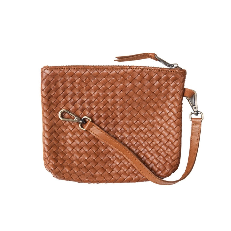 Etui Tresse Small with Strap | Cognac