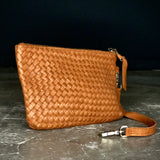 Etui Tresse Small with Strap | Cognac