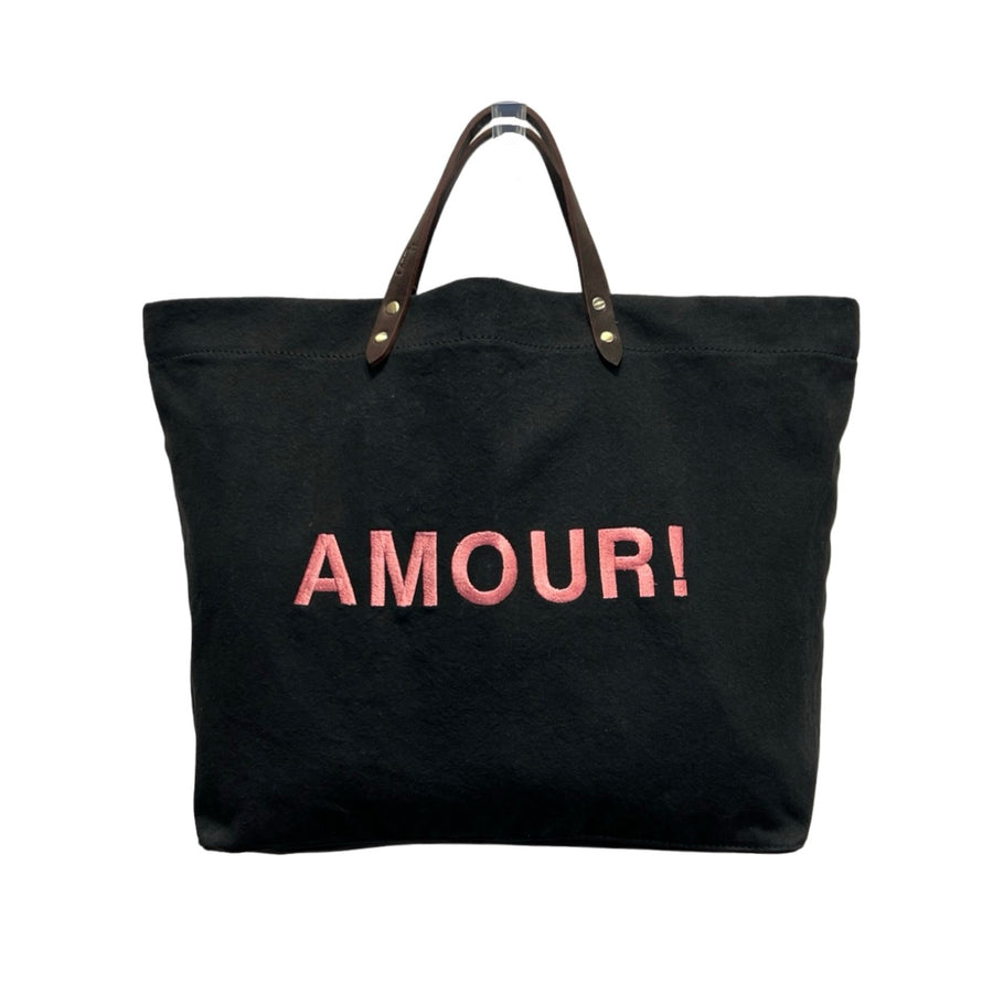 Handbag Cotton | Black | Rose stitching AMOUR