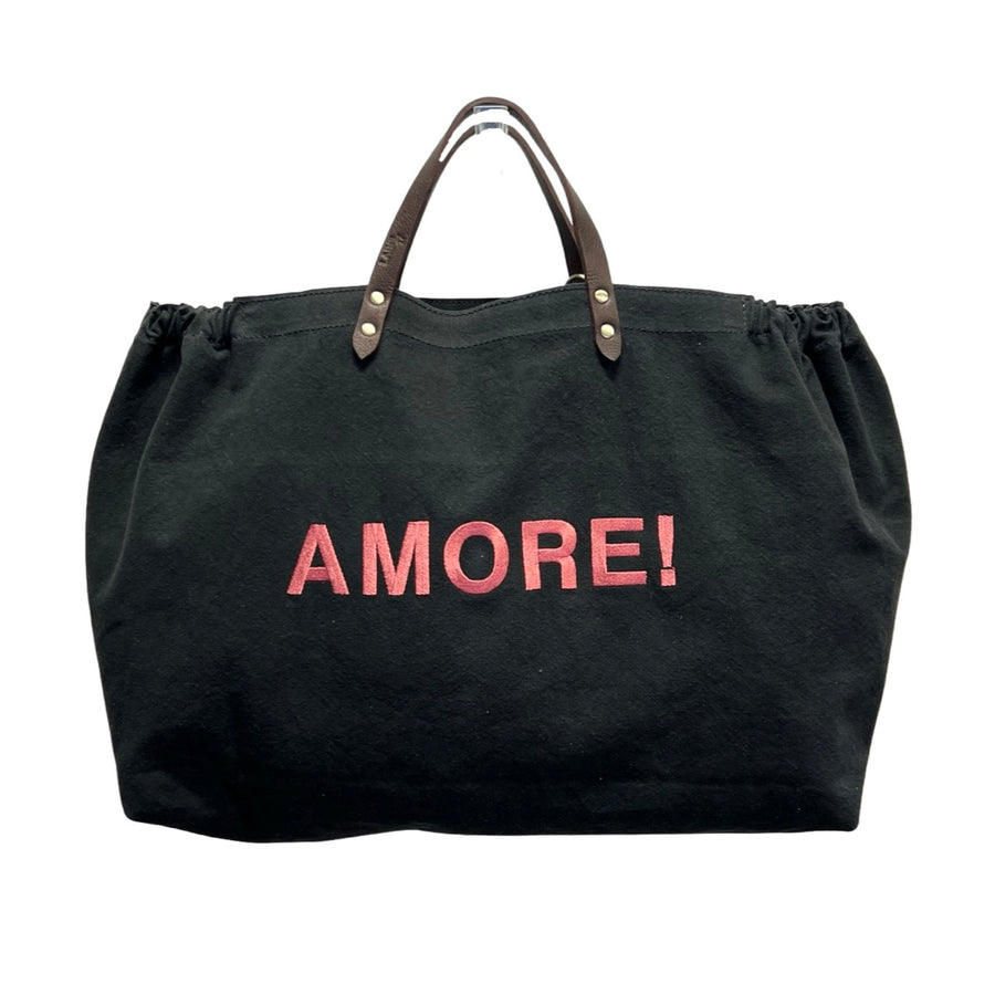 Handbag Elastique | Black | Rose stitching AMORE