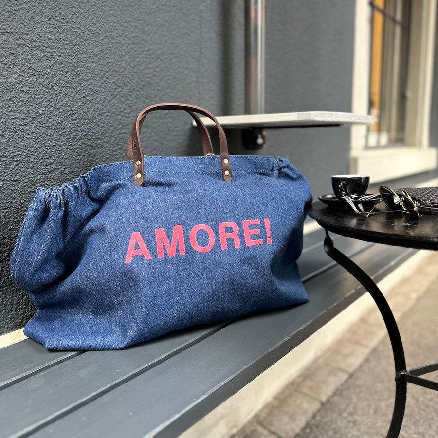 Handbag Elastique | Denim | Rose stitching AMORE