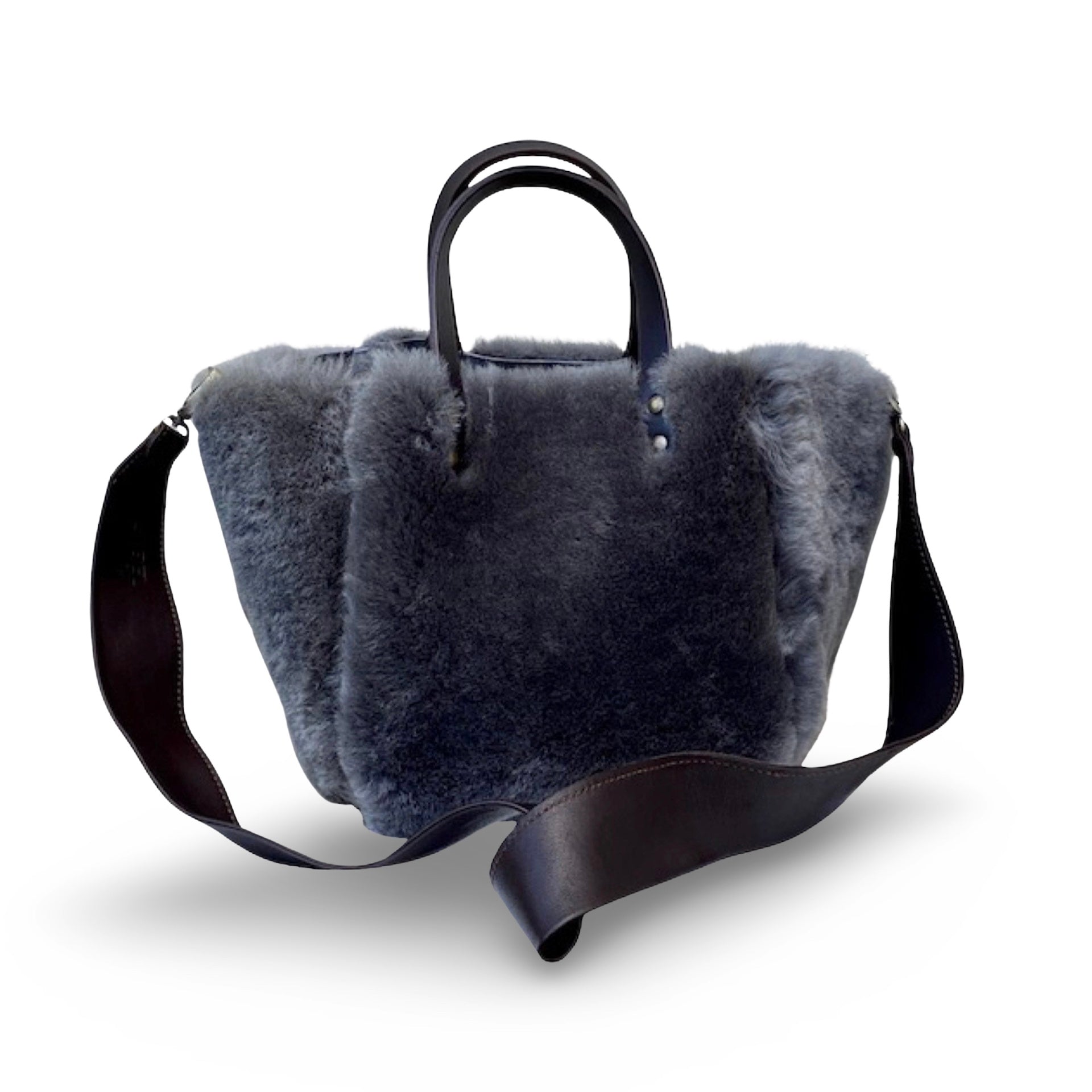 LABEL17 presents The Handbag Shearling Reversible Medium in Anthracite, Made in Switzerland