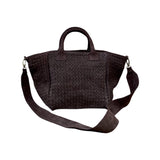 LABEL17 Handbag Tresse Medium Majestic aus geschmeidigem, pflanzlich gegerbtem Lamm-Nappaleder, von Hand geflochten, Mocca Suede