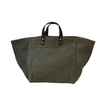 LABEL17 Handbag Tresse Olive, made of supple Lamb-Nappaleather, hand-braided in Morocco