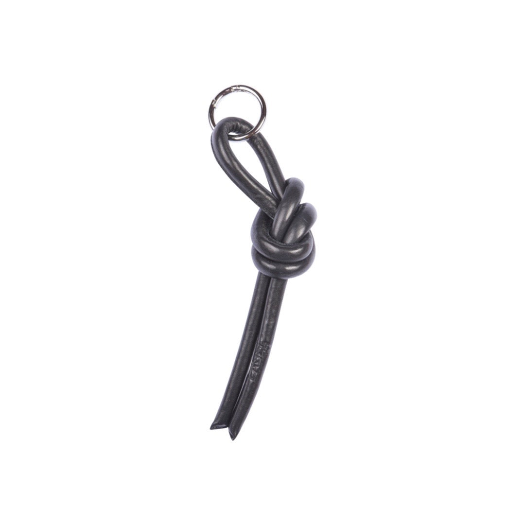 Keyring Knot Large in Black by LABEL17, made of supple  lamb-nappa leather for car keys or decoration piece to the hand-braided shoulder bag