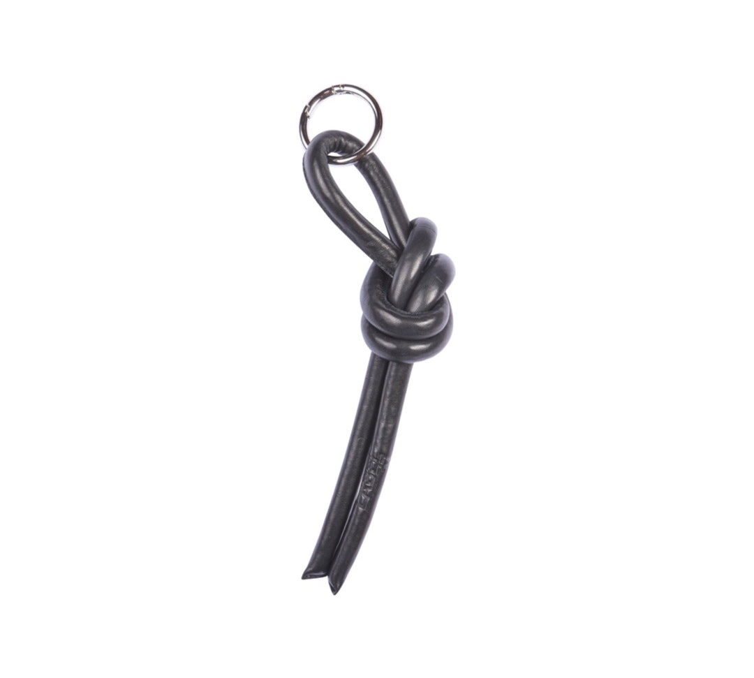 Keyring Knot Large in Black by LABEL17, made of supple  lamb-nappa leather for car keys or decoration piece to the hand-braided shoulder bag