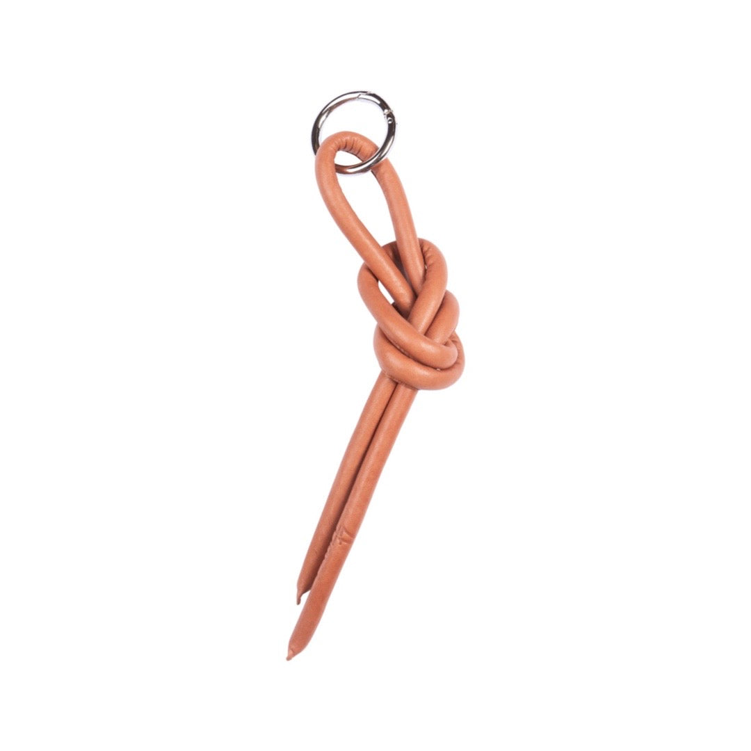 Keyring Knot Large in Brick by LABEL17, made of supple  lamb-nappa leather for car keys or decoration piece to the hand-braided shoulder bag