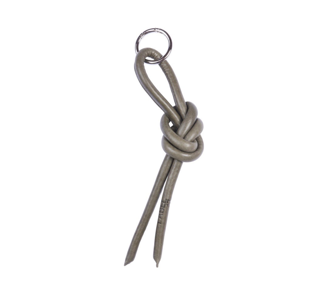 Keyring Knot Large in Olive by LABEL17, made of supple  lamb-nappa leather for car keys or decoration piece to the hand-braided shoulder bag