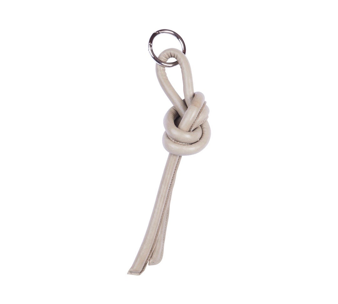 Keyring Knot Large in Sage by LABEL17, made of supple  lamb-nappa leather for car keys or decoration piece to the hand-braided shoulder bag