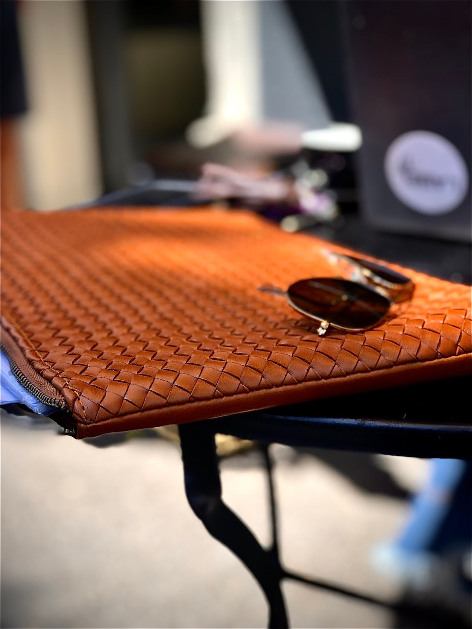 LABEL17 presents Laptop Case 15" - 16", Cognac, made of hand-braided Lamb-Nappaleather, made in Morocco