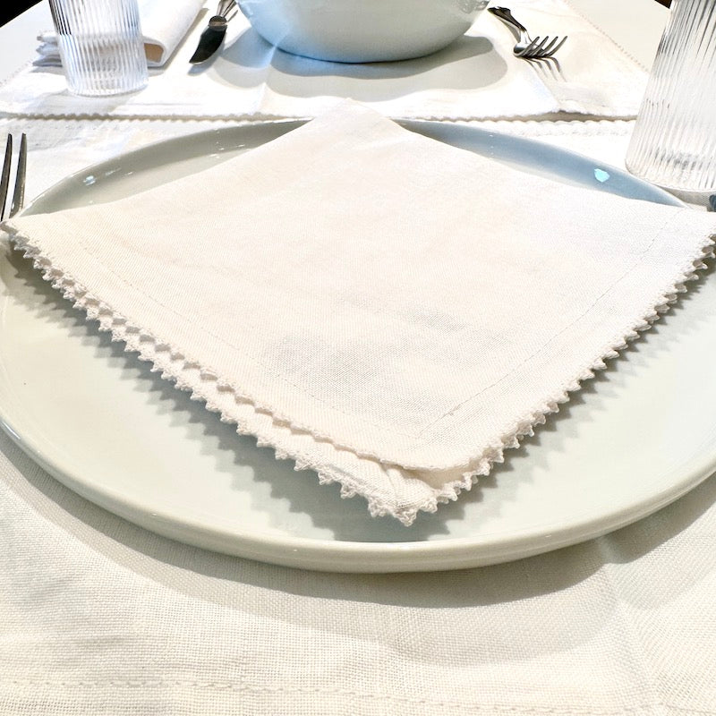 Table Sets Tarz, 100% Linen (set of 6) | White