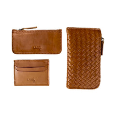 LABEL17 Portemonnaie Tresse Three Piece Set, Cognac
