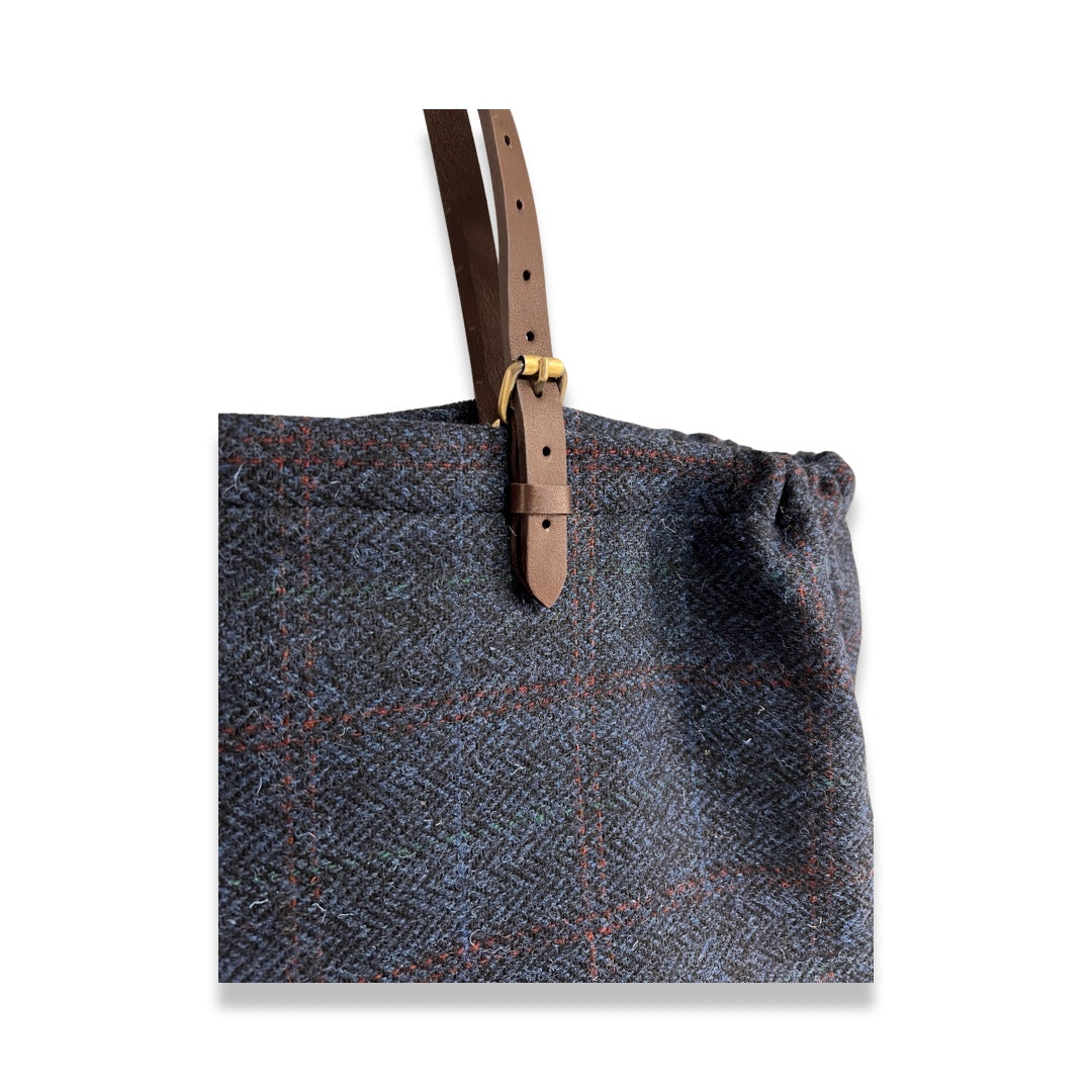 LABEL17 presents the Shoulder Bag Large in Harris Tweed, Blue, stitched with AMORE