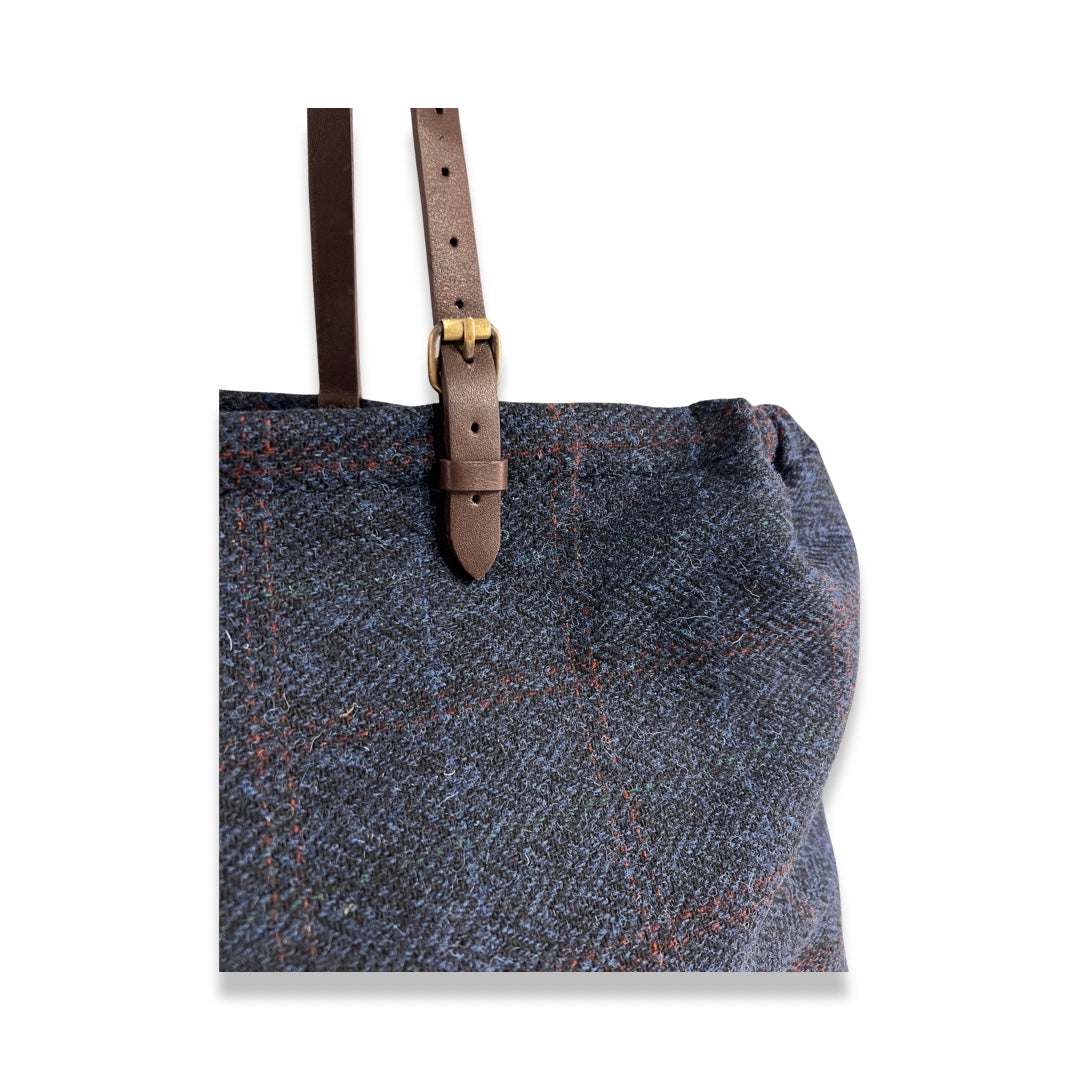 LABEL17 presents the Shoulder Bag Large in Harris Tweed, Blue, stitched with #LOVE