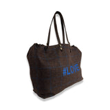 LABEL17 presents the Shoulder Bag Large in Harris Tweed, Brown, stitched with #LOVE