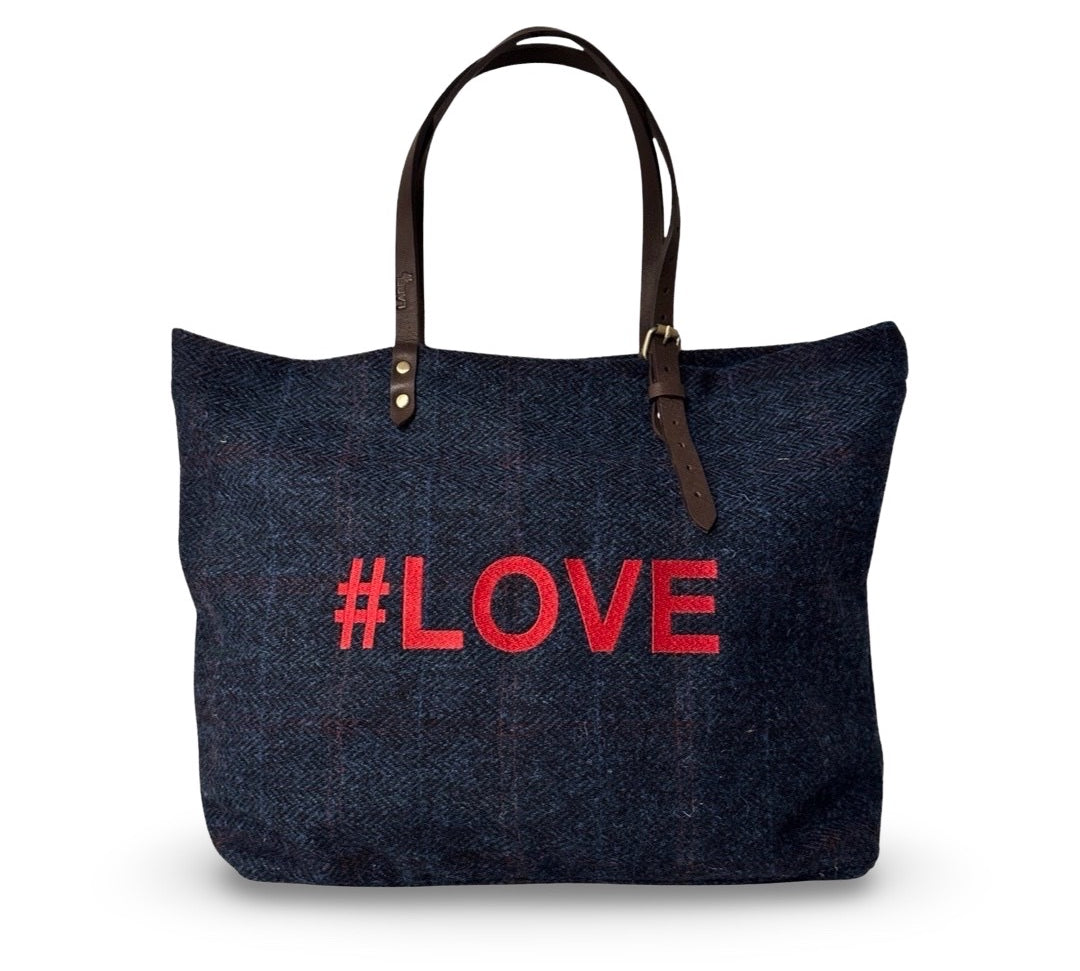 The LABEL17 Shoulder Bag is made of Original Harris Tweed and embroidered with the word #LOVE