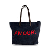 LABEL17 presents the Shoulder Bag in Harris Tweed, Blue, stitched with AMOUR