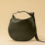 LABEL17's Shoulder Bag Saddle IVY Medium in Olive, made of finest Lamb-Nappa, hand-crafted in Morocco