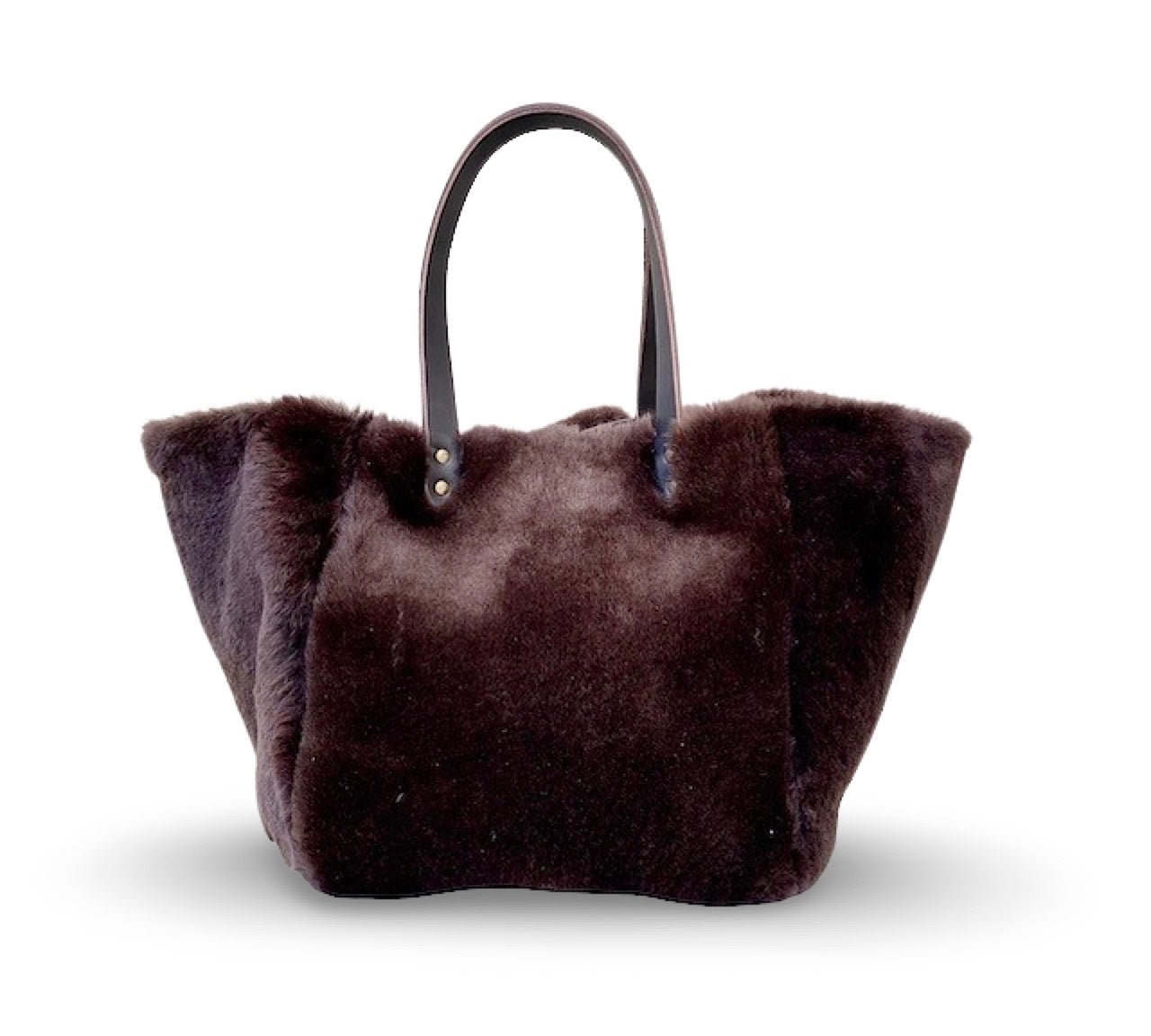 LABEL17 presents The Shoulder Bag Shearling Reversible Darkbrown, Handmade in Switzerland