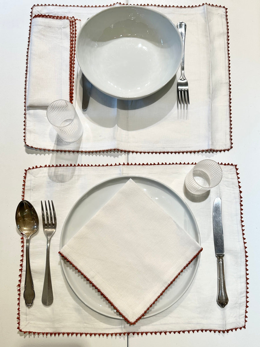 Table Sets Tarz, 100% Linen (set of 6) | Terracotta