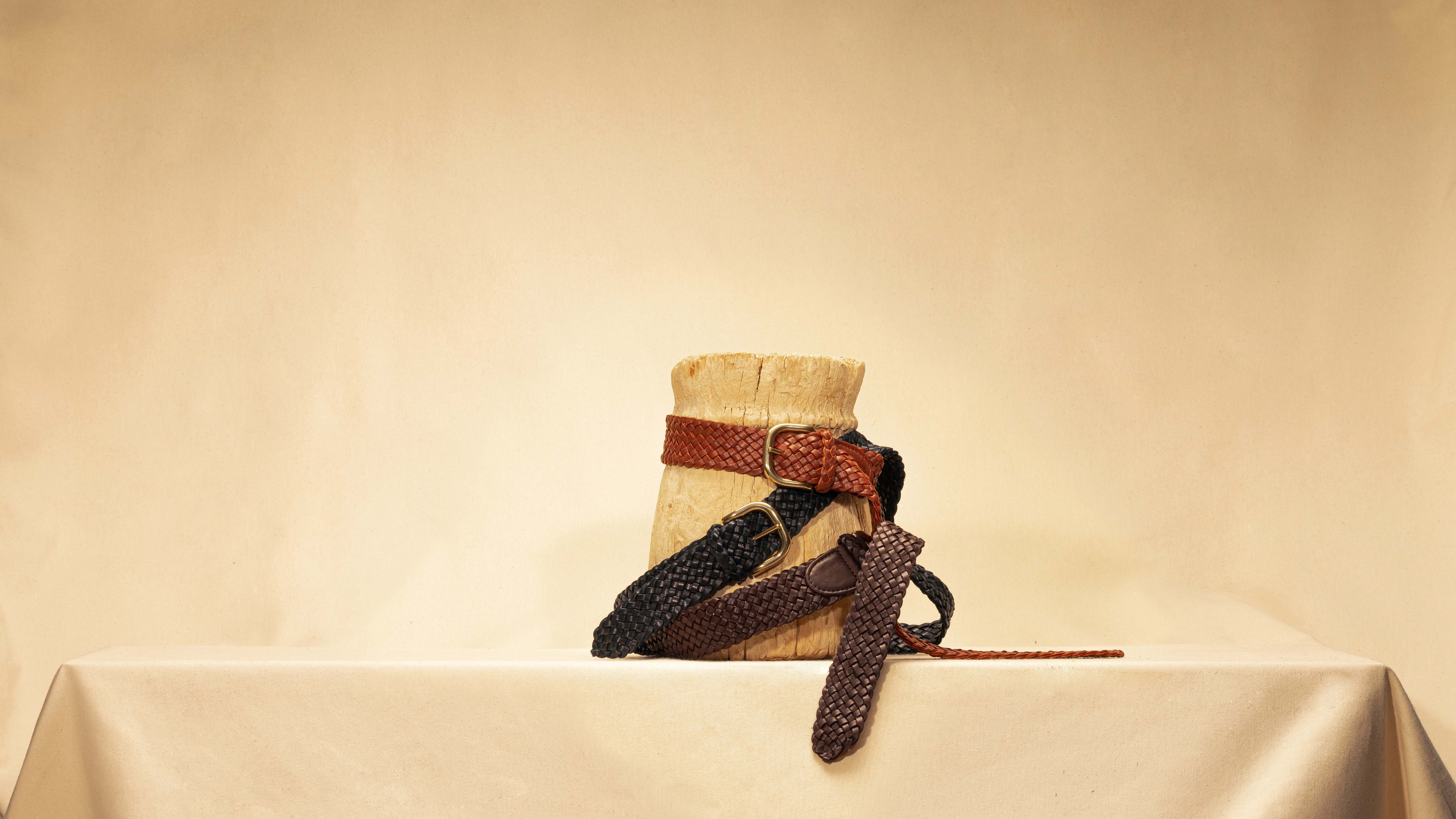 Braided Leather Belts by LABEL17, made out of supple Nappa Leather