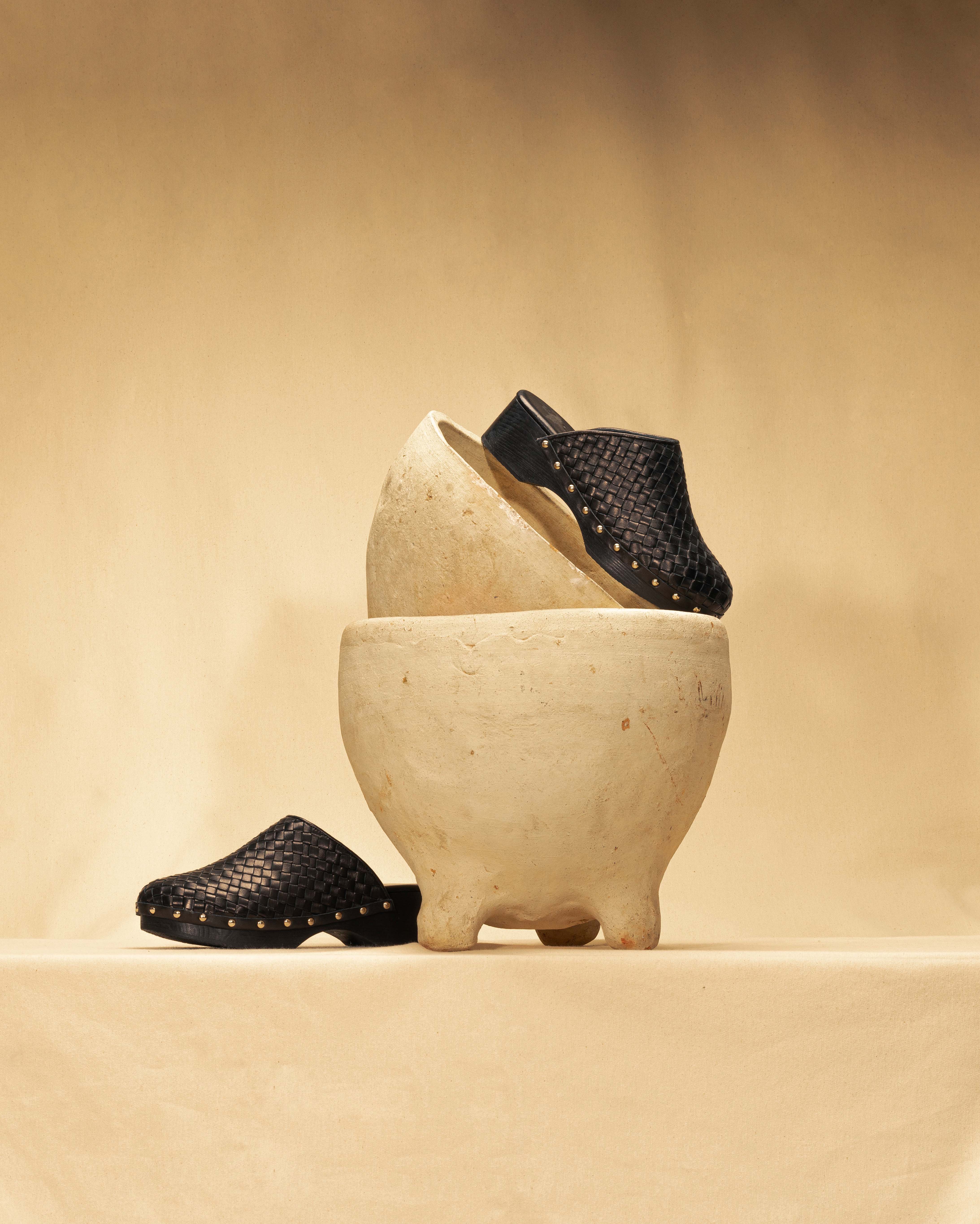 LABEL17 Braided Clogs ATHENA, made of hand braided Nappa Leather