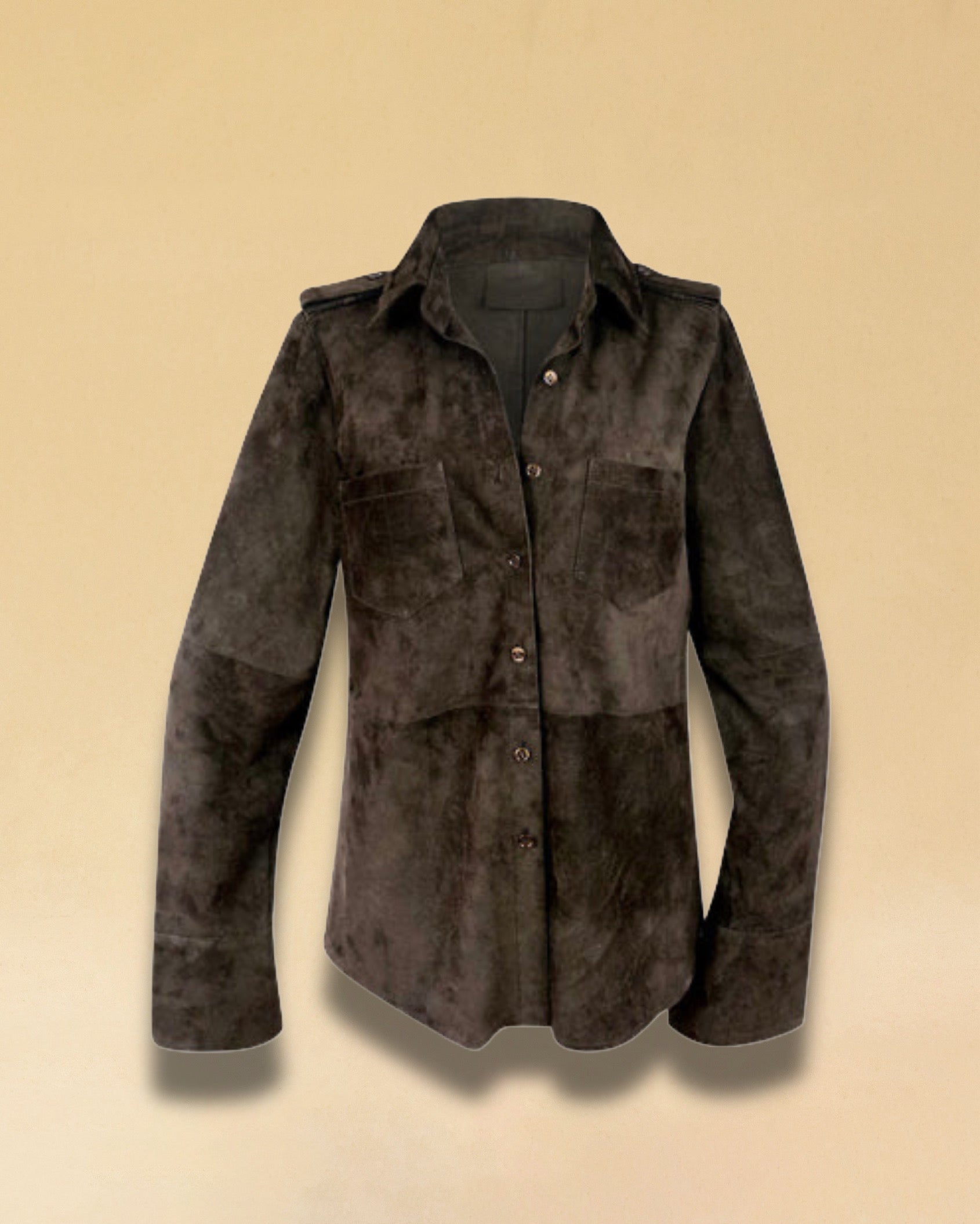 LABEL17 Leather Blouse Alea in Darkbrown, made out of supple Lamb Velours, crafted in Morocco
