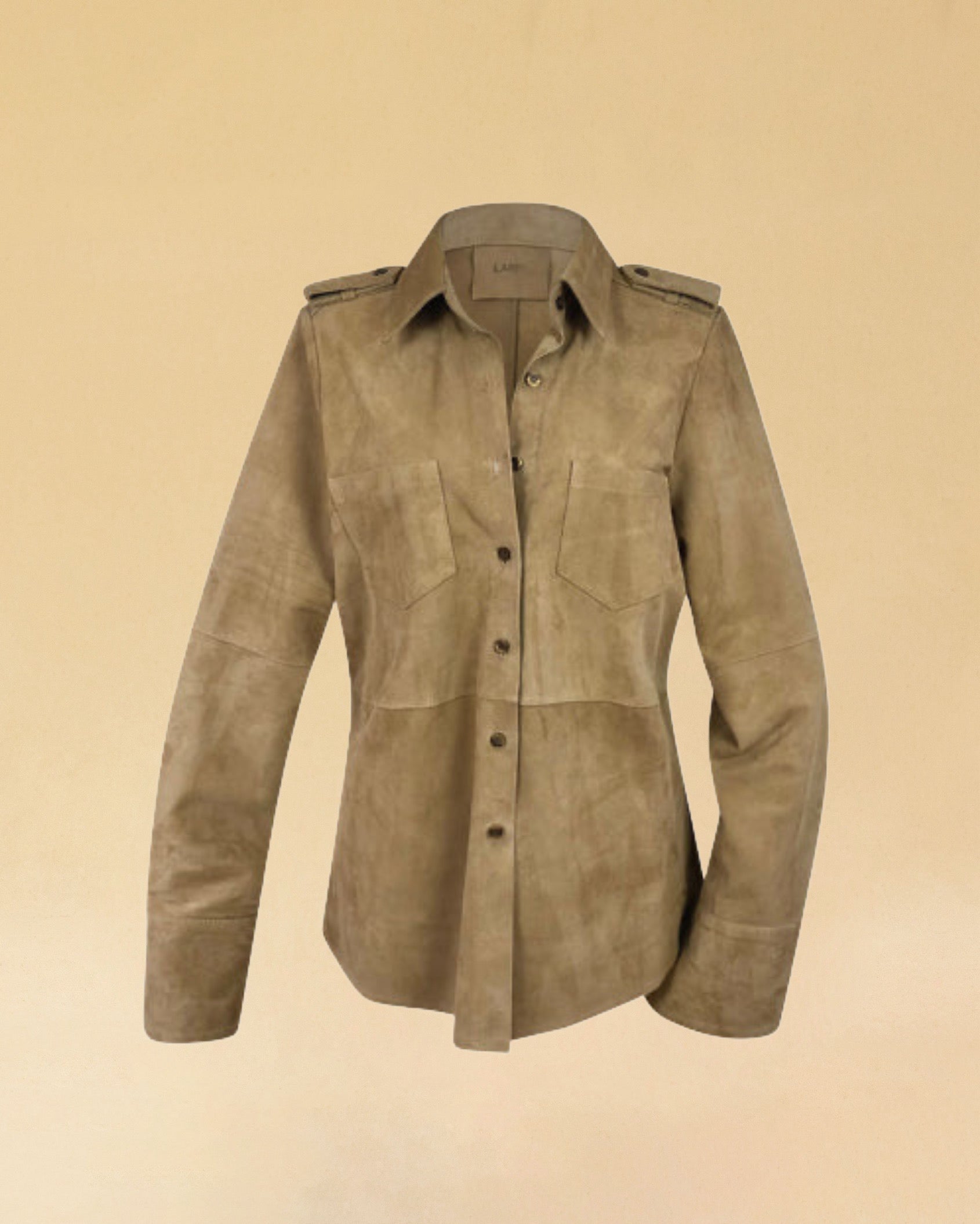 LABEL17 Leather Blouse Alea in Sand, made out of supple Lamb Velours, crafted in Morocco