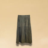 Leather Skirt BELLE Velor | Green Moss