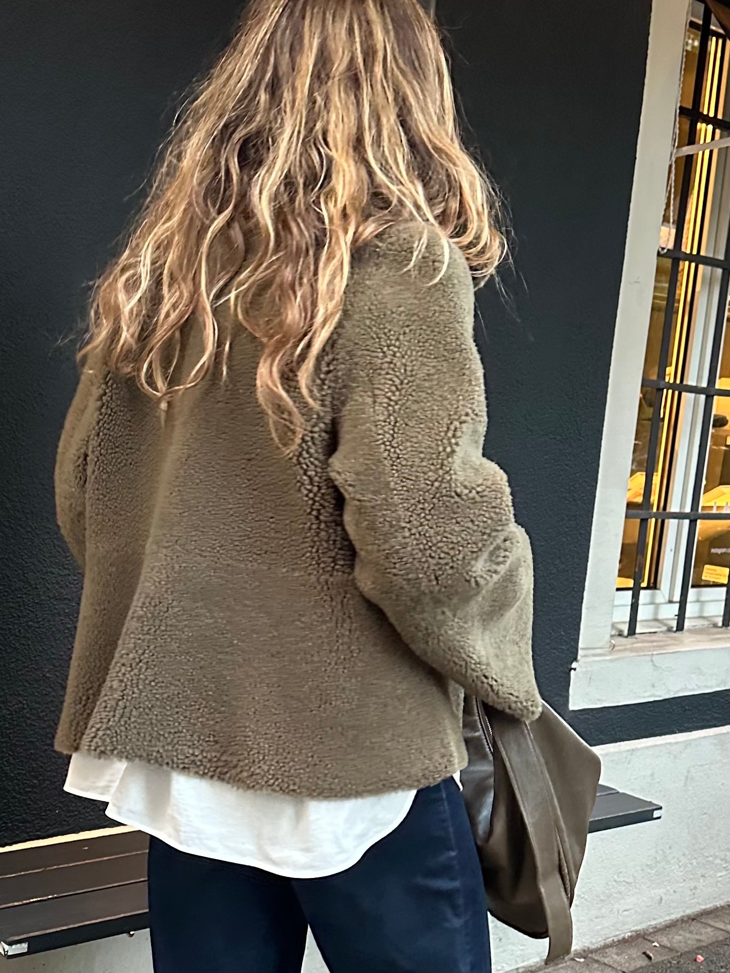 LABEL17 Reversible Shearling Jacket DIDI in Winter Moss, designed and made in Switzerland