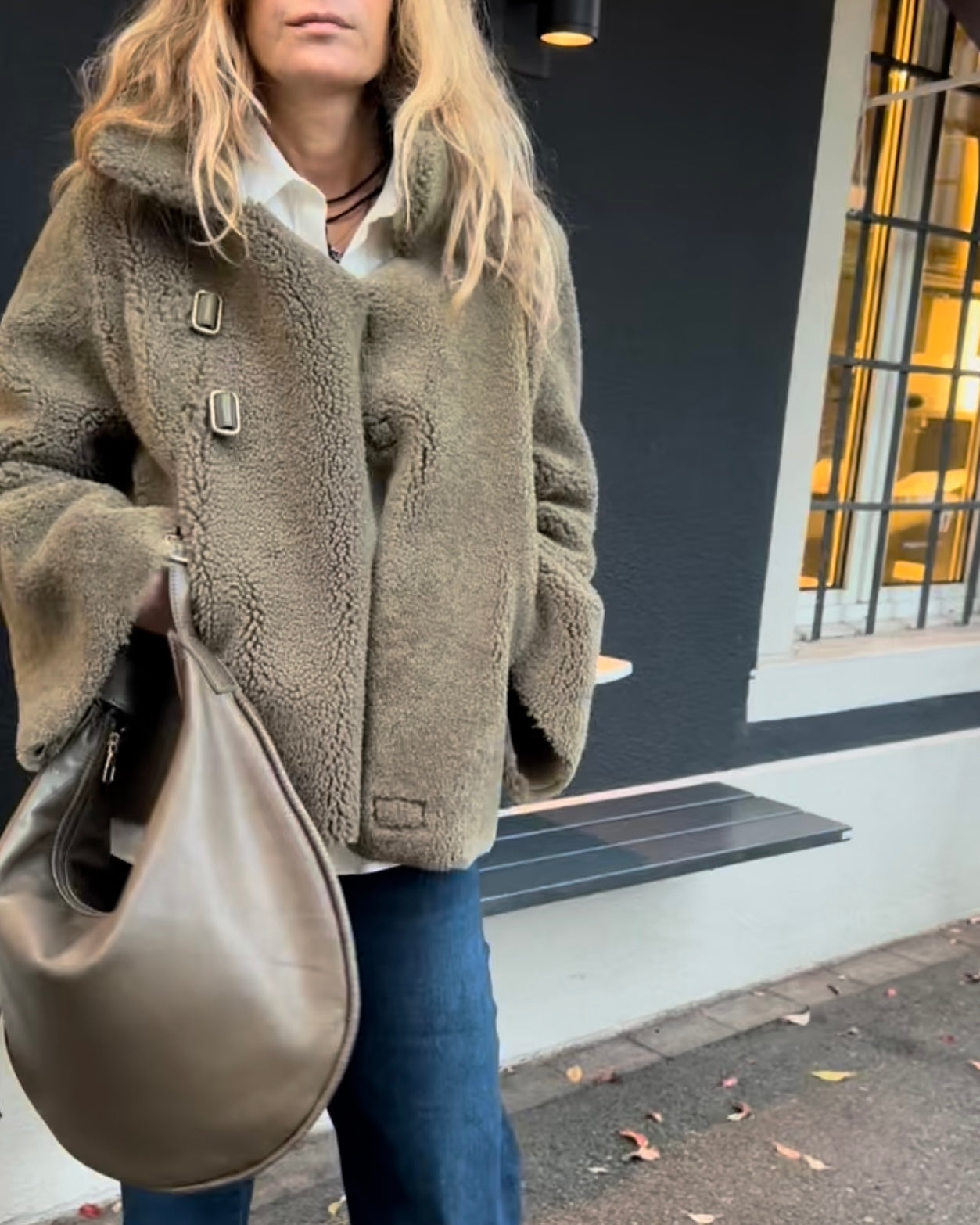 LABEL17 Reversible Shearling Jacket DIDI in Winter Moss, designed and made in Switzerland