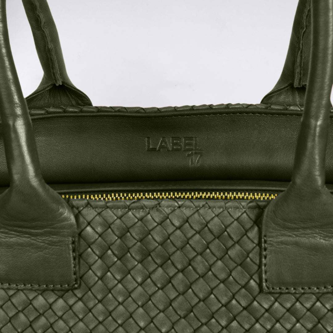 Shoulder Bag ORIGINAL in Hunter Green from LABEL17: the standard for lightweight bags made from supple hand-woven leather. Handmade in Morocco.