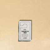 LA BRUKET's 181 Hinoki fragrance tag for the use in your wardrobe, car or any place. Produced in Sweden, available and in use at LABEL17 in Zurich Switzerland