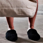 Babouche Shearling in Black by LABEL17, Comfortable Slipper handmade out of supper lambskin