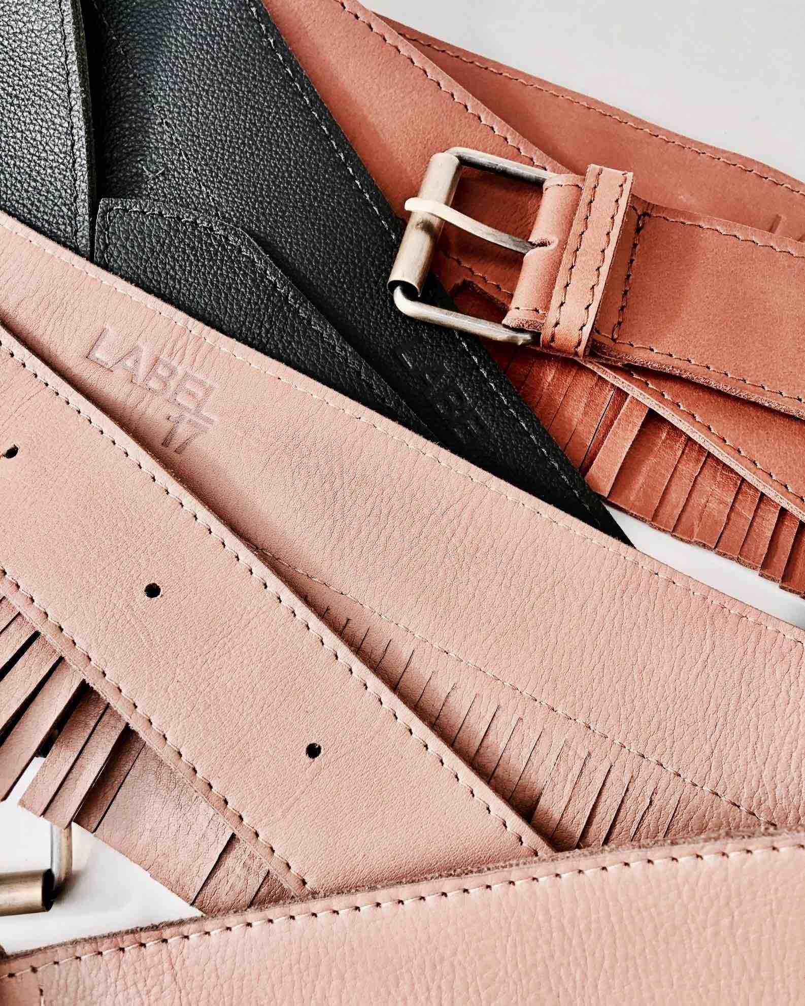LABEL17 Belt Indiana Ledergurt mit Fransen, feines, pflanzlich gegerbtes Lamm-Nappaleder, handgefertigt in Marokko, designed in Switzerland