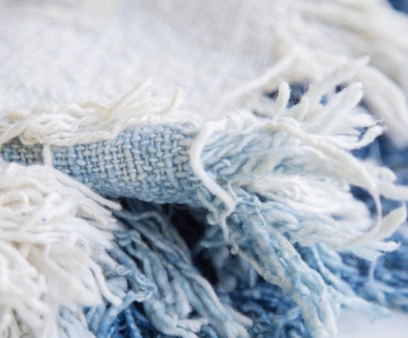 Cotton Plaid Dip Dye Indigo